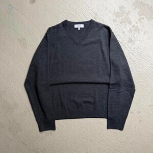 Turnbury Merino Wool Men's L Grey Knit V Neck Lightweight